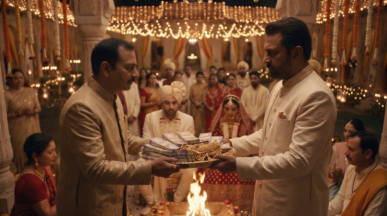 Dowry — Cinematic Frame 02: Cash, Gold & Car Keys Exchange